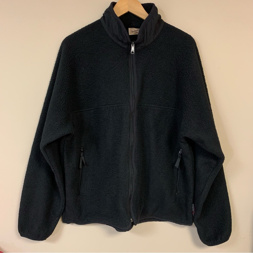 Vintage Woolrich Fleece Men’s Large Black Jacket Full Zip Jacket Top Sweatshirt - Picture 1 of 7